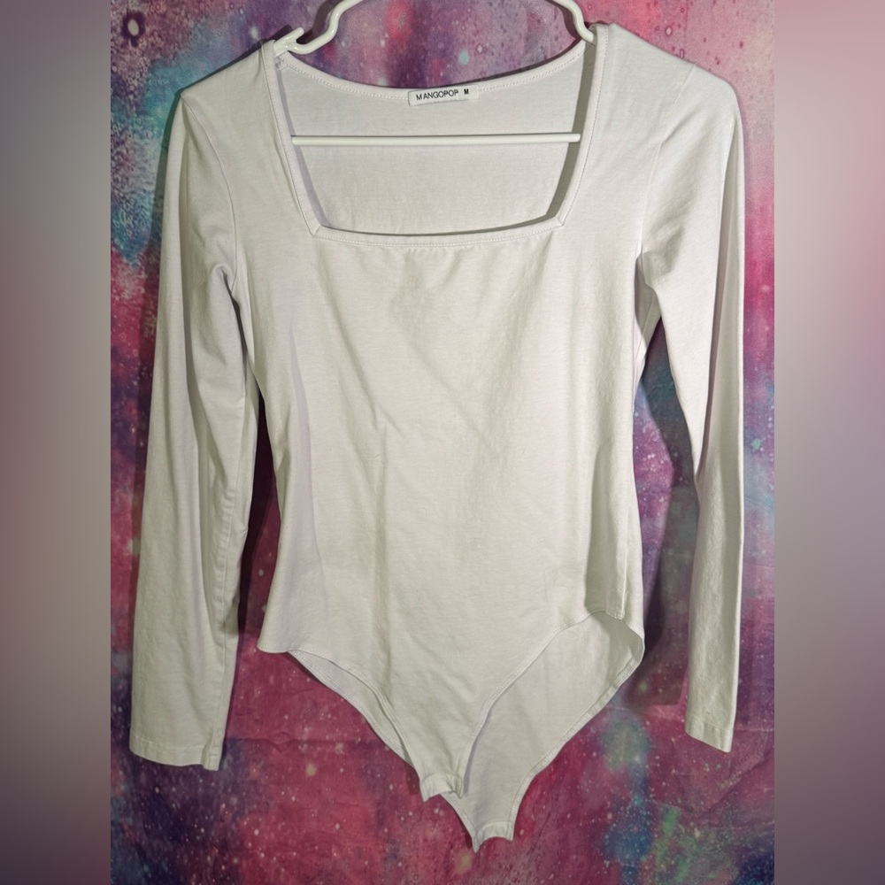 Mangopop White Long Sleeve Bodysuit